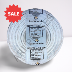 Öznur 4x2.5mm² TTR Beyaz Kablo H05VV-F - 100 Metre