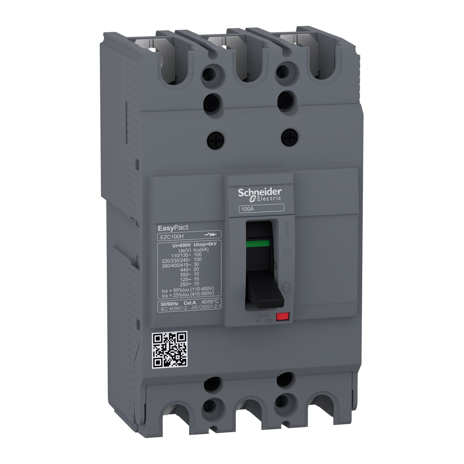 Schneider EZC100H3050  50 A 3 Kutuplu Kompakt | Easypact EZC100H Sabit Tip Şalter/Devre Kesici