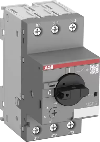 ABB MS116-10, 1SAM250000R1010 ,  MS116 serisi (0.1-32 A)  50kA, 6,3-10 akım ayar aralığı , motor koruma şalteri , mkş