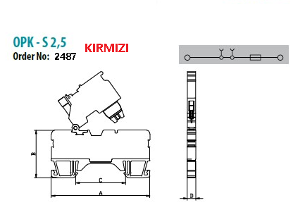 Onka OPK-S 2.5 Kırmızı Sigortalı Ray Klemens