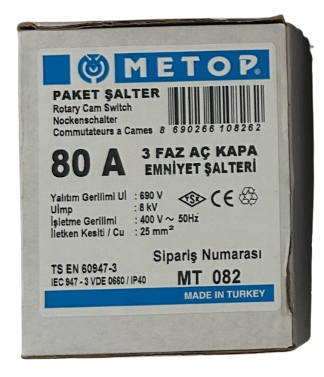 METOP MT082-080 3x80A Paket / Pako Şalter