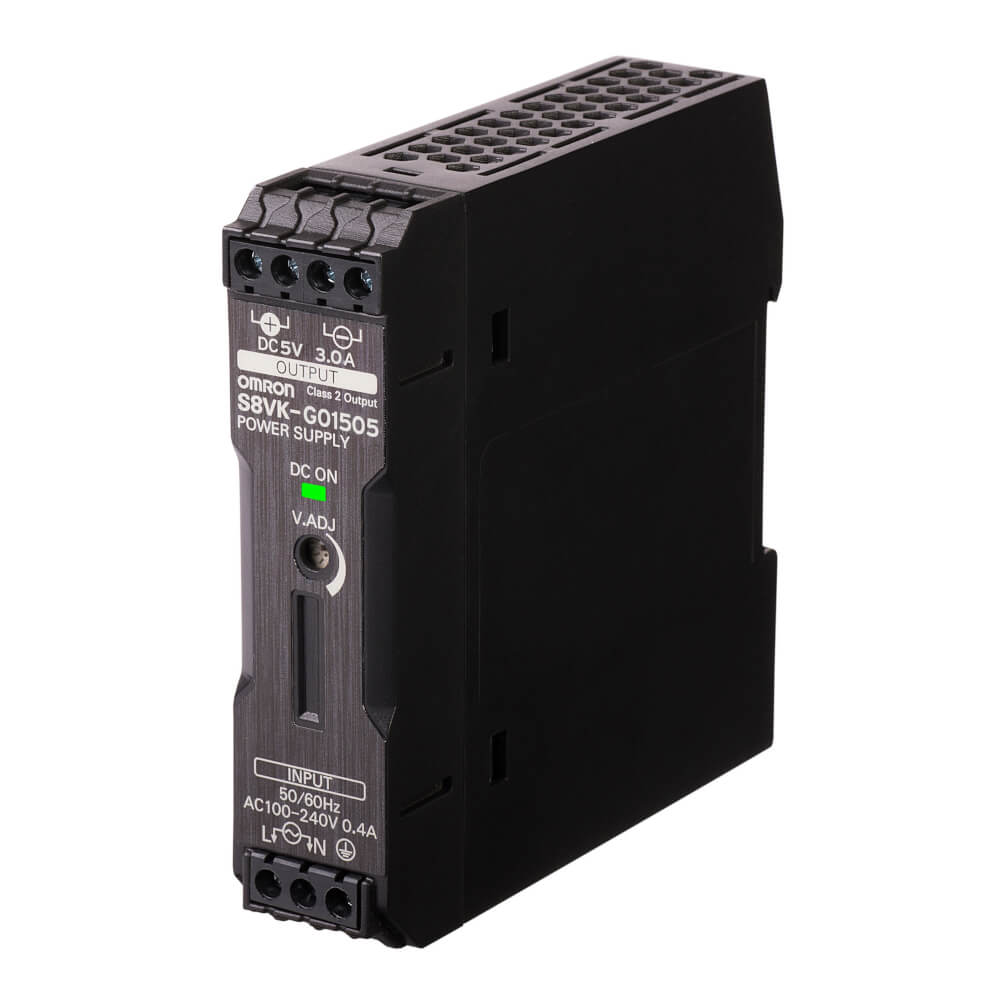 Omron-S8VK-G01505-Book type power supply, Pro, 15 W, 5VDC, 3A, DIN rail mounting
