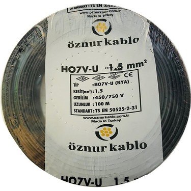 Öznur 1,5 mm² Siyah NYA Kablo 100 Metre