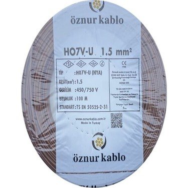 Öznur 1,5 mm² Kahverengi NYA Kablo 100 Metre