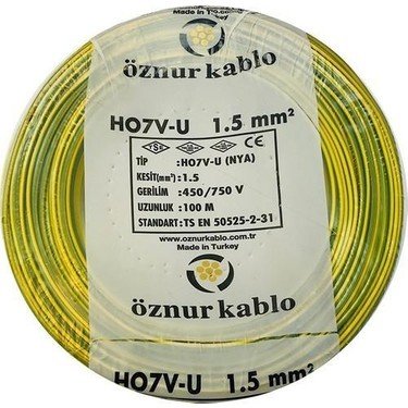 Öznur 1,5 mm² Sarı-Yeşil NYA Kablo 100 Metre