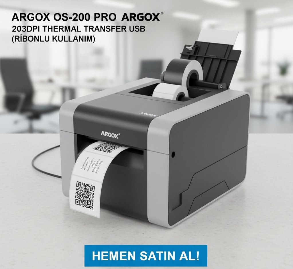 ARGOX OS-200 PRO 203DPI TERMAL TRANSFER USB BARKOD YAZICI (RİBONLU KULLANIM)
