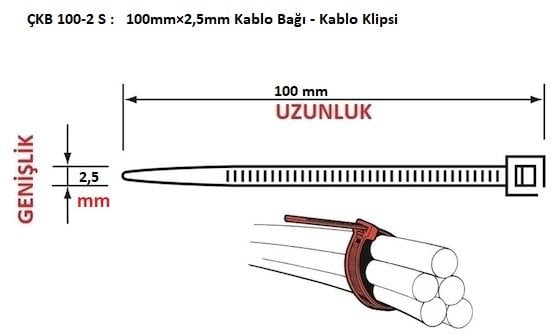 çkb 100-2 , siyah kablo bağı - kablo klipsi ölçüleri