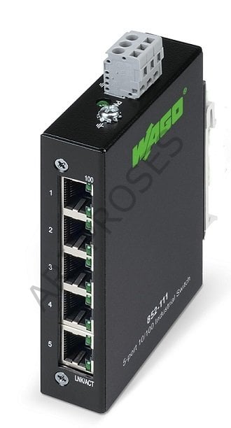 WAGO 852-111 Endüstriyel ECO Ethernet Switch 5 Port Fast Ethernet DIN Ray Montaj