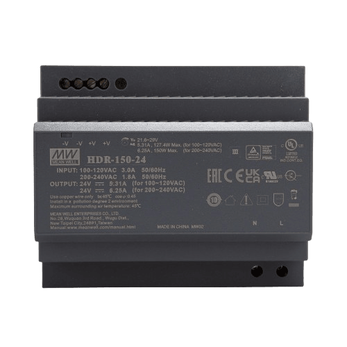 Mean Well HDR-150-24 150W 24V 6.25A Ray Tipi Güç Kaynağı