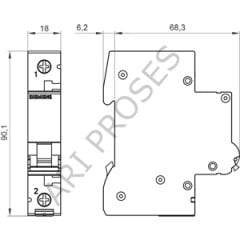 5SL6116-7YA Tek Fazlı Anahtarlı Otomatik Sigorta C 16A 1Faz 6kA 70 mm