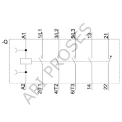 Siemens 3RT2027-1AP00 15 kW 32A 3 Kutup 230V AC Kontaktör 1NO+1NC