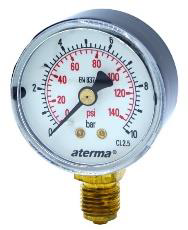 Aterma S100.063 0-10 Bar/Psi G1/4B Alttan Bağlantılı Manometre 13212013