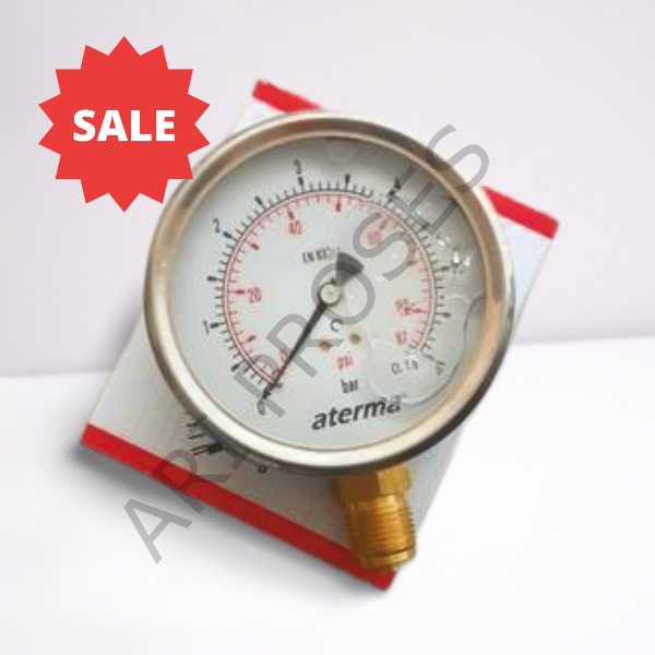 Aterma F400.100 Gliserinli Manometre 6 Bar/Psi Ø100 mm G 1/2 B Alttan Bağlantı