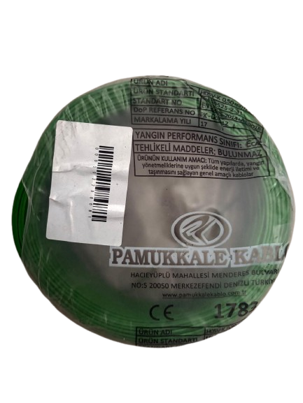Pamukkale 0.50 mm² NYAF Yeşil Kablo H05V-K (Esnek Kumanda ve Pano Kablosu)