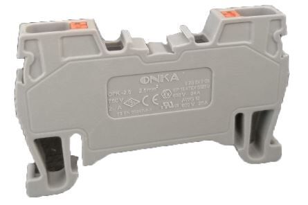 Onka 1502 2.5mm² Yay Baskılı Ray Klemens Gri 1020013  (1 Kutu = 100 Adet)