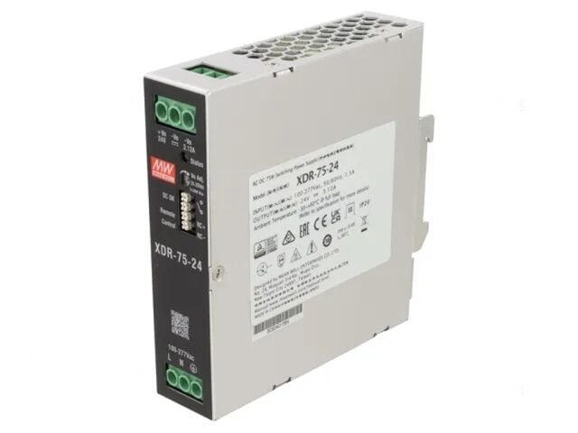 Mean Well XDR-75-24 75W 24V DIN Ray Güç Kaynağı