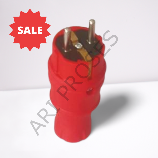 Mutlusan 16A Monofaze Topraklı Erkek Fiş Düz - Kırmızı 010 083 300028