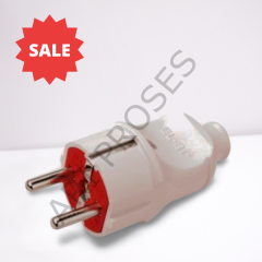 Düz Erkek Fiş Beyaz/Kırmızı 16 A Plastik Topraklamalı