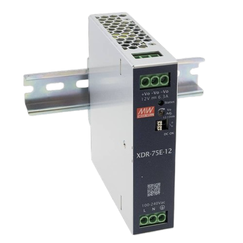 Mean Well XDR-75E-12 75W 12V Ekonomik DIN Ray Güç Kaynağı