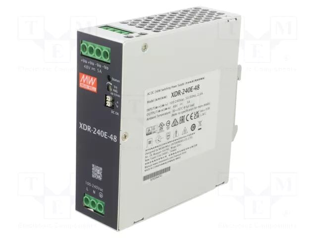 Mean Well XDR-240E-48 240W 48V Ekonomik DIN Ray Güç Kaynağı