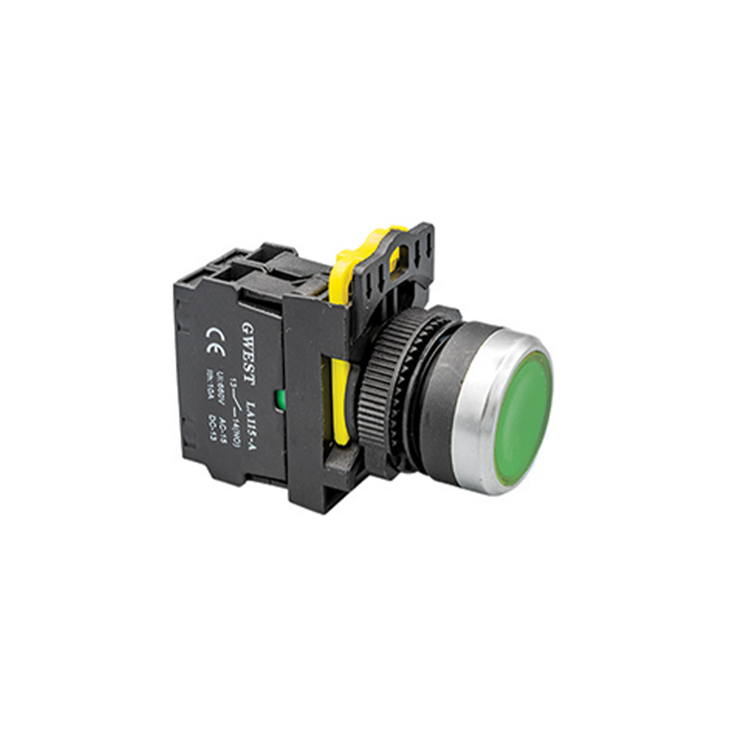 GWEST A5-10D Işıklı Yaylı Buton (220V Yeşil - 1NO) - 6011