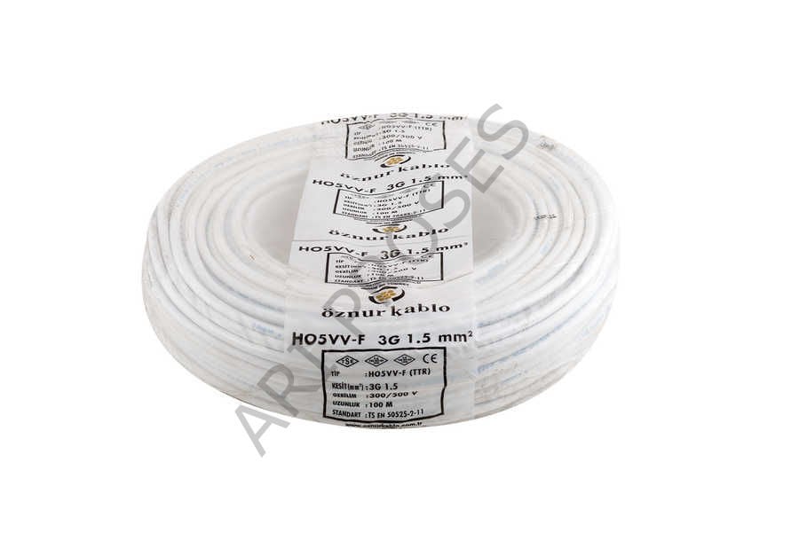 Öznur 3x1,5 mm2 TTR Beyaz Kablo H05VV-F (NYMHY) 100 Metre