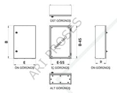 Çetinkaya ÇP 406030 E 40x60x30 Cm Sac Taban Saclı Metal Pano