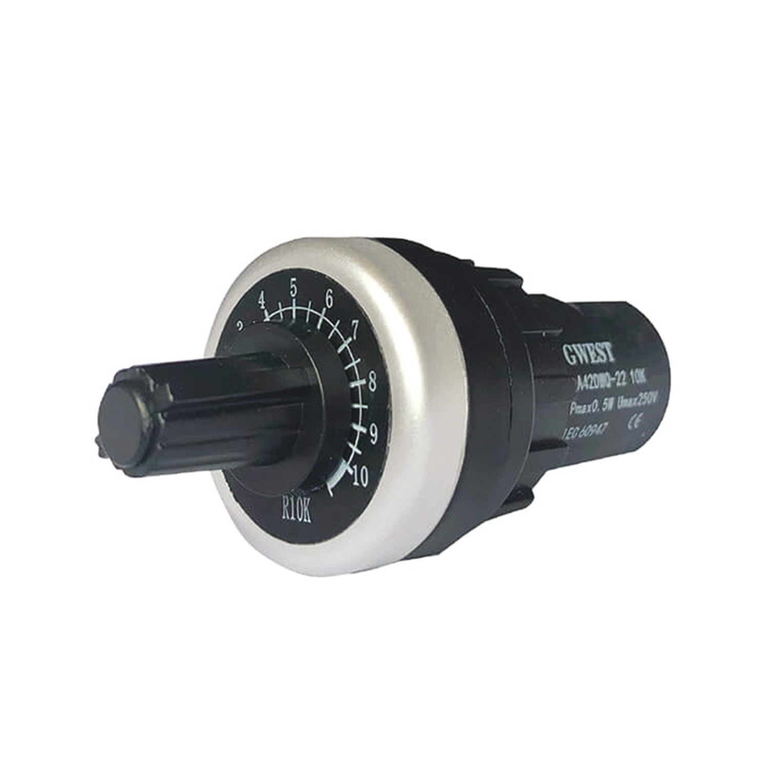GWEST APT22 10K Ohm Tek Turlu Pano Tipi Endüstriyel Potansiyometre (Ø22 mm, 6666)