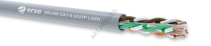 Erse 4x2x23 AWG CAT-6 U/UTP LSZH Halojen Free Data Kablosu Gri