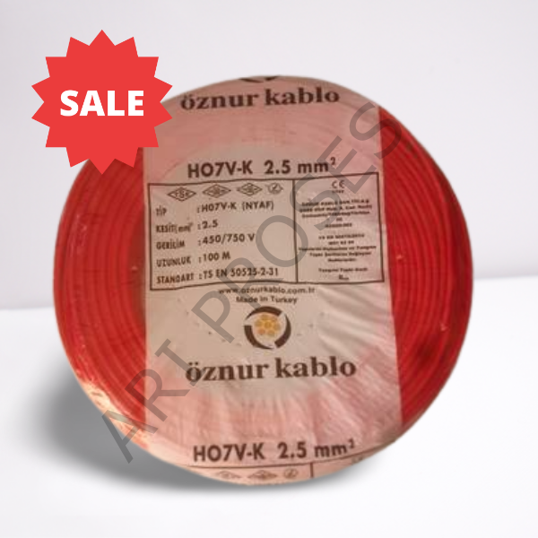 Öznur 2.5mm² NYAF Kırmızı Kablo H07V-K  100 Metre