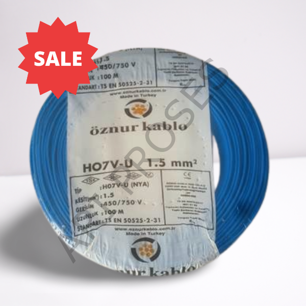 Öznur 1.5mm² NYA Mavi Kablo H07V-U  100 Metre