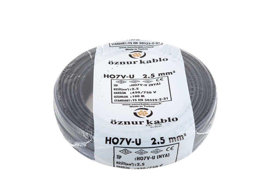 Öznur 2,5 mm² Siyah NYA Kablo 100 Metre H07V-U | ARI PROSES