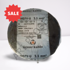Öznur 2.5mm² NYA  Siyah Kablo H07V-U  100 Metre