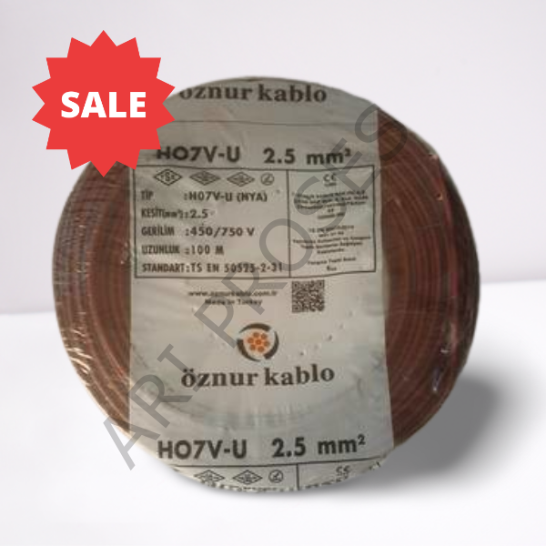 Öznur 2,5 mm² Kahverengi NYA Kablo 100 Metre H07V-U | ARI PROSES