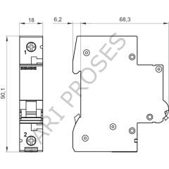 Siemens 5SL6116-6YA B Tipi 16A 1 Faz 6kA Otomatik Sigorta