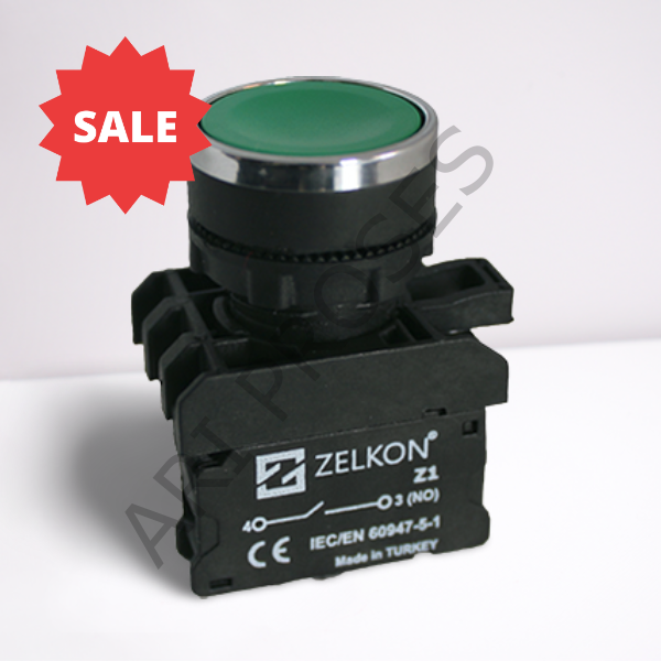 Zelkon Start Butonu Yaylı Led Işıklı Krom Kaplamalı Yeşil
