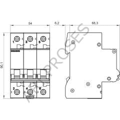 Siemens 5SL6306-7YA C Tipi 6A 3 Faz 6kA Otomatik Sigorta
