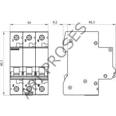 Siemens 5SL6308-7YA Otomatik Sigorta (3P, C8, 6 kA, 400V AC, 3-Kutup MCB)