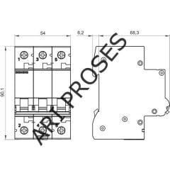 Siemens 5SL6332-7YA C Tipi 32A 3 Faz 6kA Otomatik Sigorta