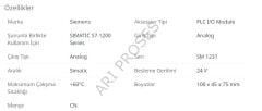 Siemens SIMATIC S7-1200 SM 1231 Analog Input Modülü 8 AI 6ES7231-4HF32-0XB0