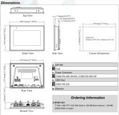 Weintek MT8071iE 7'' Hmi Dokunmatik Operatör Paneli