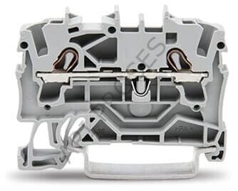 Wago 2002-1201  2 İletkenli Geçiş Klemensi 4 (2,5) mm2 Ray Klemens Gri