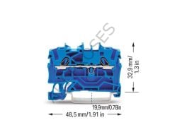 Wago 2002-1204 2 İletkenli 4 (2,5) mm2 Ray Klemens Mavi