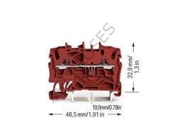 Wago 2002-1203 2 İletkenli 4 (2,5) mm2 Ray Klemens Kırmızı