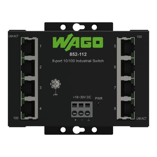 Wago 852-112 8 Port Endüstriyel ECO Ethernet Switch Unmanaged DIN Ray