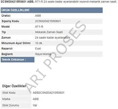 Abb At1e-R Günlük Otomat Tipi Zaman Saati 100 Saat Rezervli 2Csm231215r601