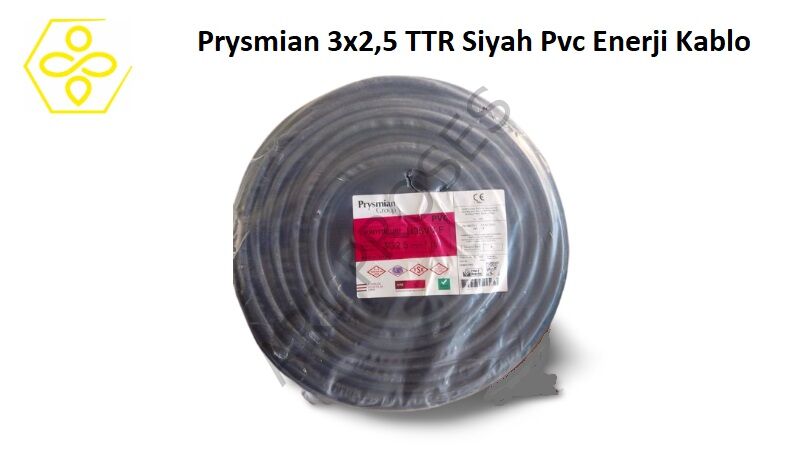 Prysmian 3x2,5 TTR Siyah PVC Enerji Kablosu - 100 Metre