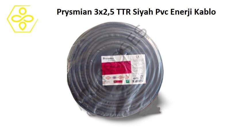 Prysmian 3x2,5 TTR Siyah PVC Enerji Kablosu - 100 Metre