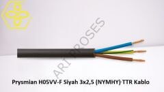 Prysmian 3x2,5 TTR Siyah PVC Enerji Kablosu - 100 Metre