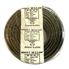 3x2,5 TTR Öznur Siyah Kablo H05VV-F (NYMHY) 100 Metre